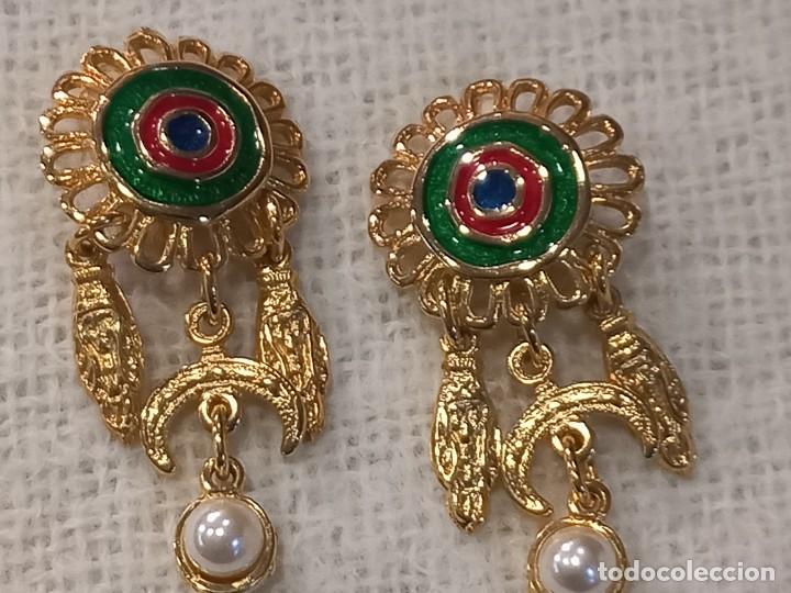 Joyeria: PENDIENTES (BOT&Oacute;N) ROSET&Oacute;N ESMATES verde-rojo-azul - Foto 1