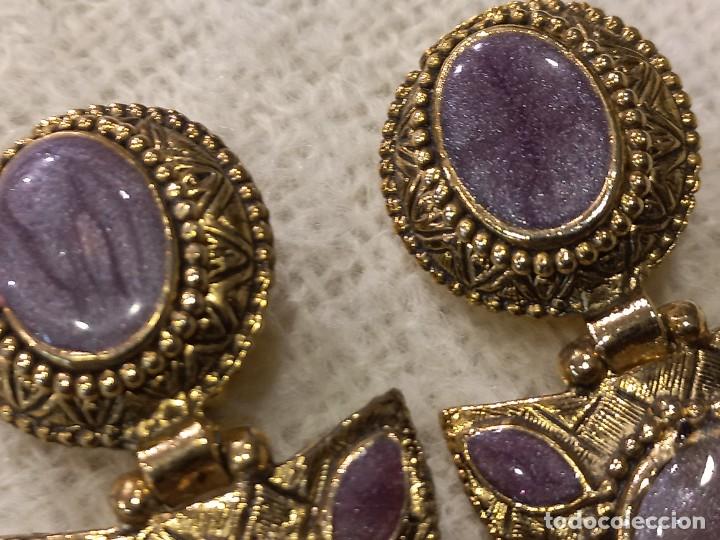Joyeria: PENDIENTES (ESMALTE-MORADO) triangulo - Foto 2