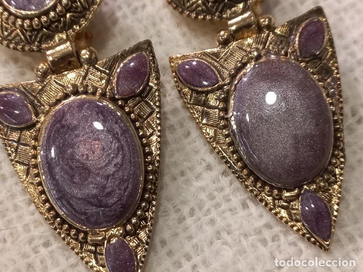 Joyeria: PENDIENTES (ESMALTE-MORADO) triangulo - Foto 3