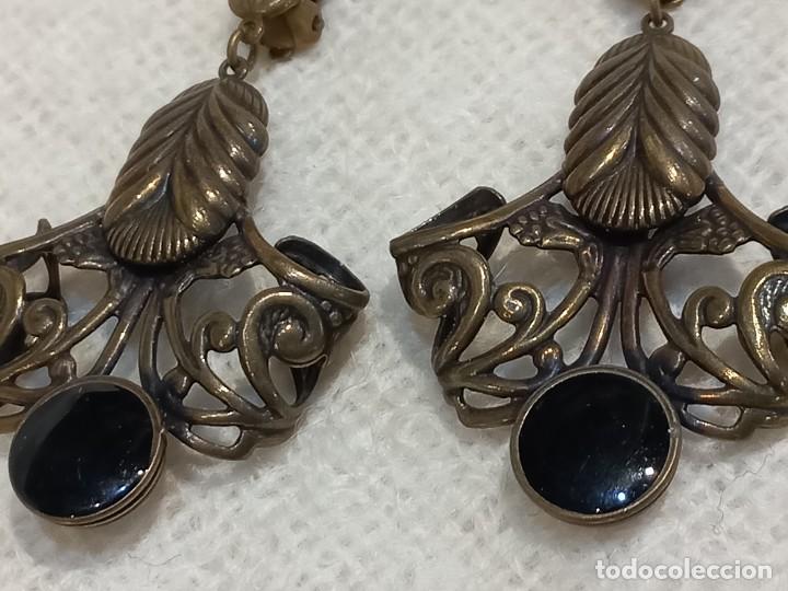 Joyeria: PENDIENTES (r&uacute;sticos) HOJA CURVADA-ESMALTE NEGRO - Foto 3