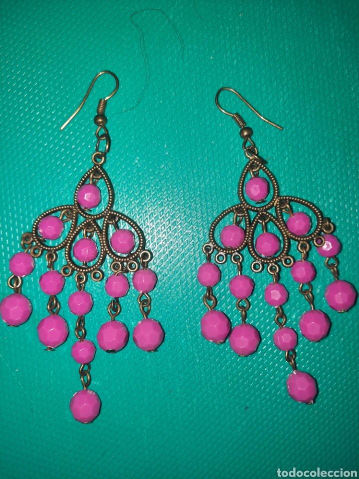 Joyeria: PENDIENTES VINTAGE METAL Y ROSA - Foto 1