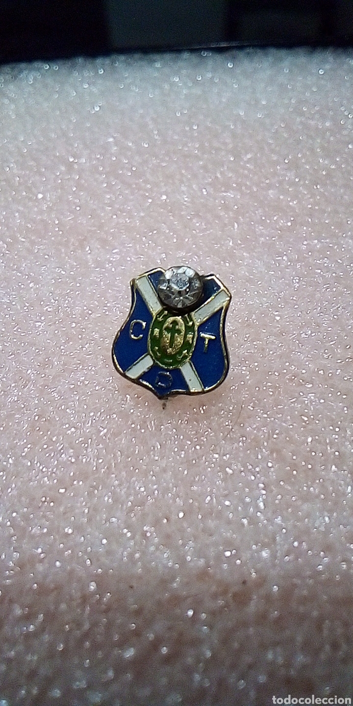 Joyeria: INSIGNIA 000 ALFILER CIRCONITA F&Uacute;TBOL ESCUDO TENERIFE ESMALTADO ANTIGUO UNICO TC RARO PIN CANARIAS