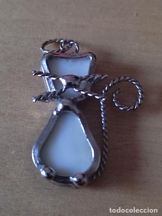 Joaillerie: GATO METAL CRISTAL BLANCO * FANTASIA 3 CM APX ALTO COLGANTE RAREZA PRECIOSO DISE&Ntilde;O