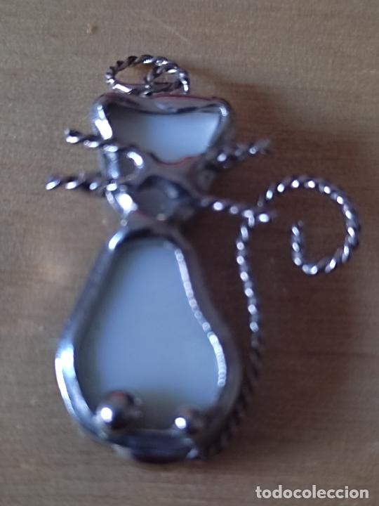 Joaillerie: GATO METAL CRISTAL BLANCO ** FANTASIA 3 CM APX ALTO COLGANTE RAREZA PRECIOSO DISE&Ntilde;O
