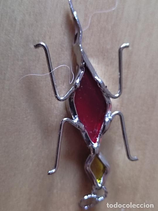 Joaillerie: INSECTO METAL CRISTAL ROJO FANTASIA 5 CM APX ALTO COLGANTE RAREZA PRECIOSO DISE&Ntilde;O