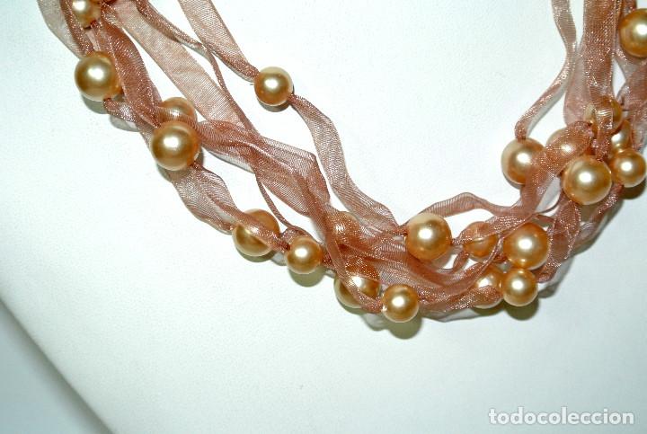 Joyeria: Collar corto color marr&oacute;n con perlas, A&ntilde;o 2000, Nuevo - Foto 2