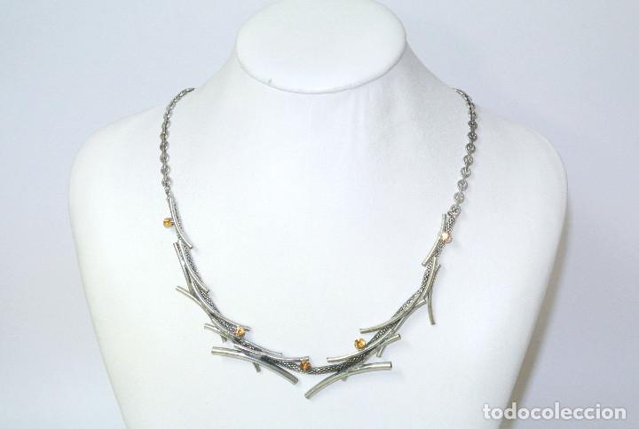Joyeria: Collar corto color plata con strass, A&ntilde;o 2000, Nuevo - Foto 3