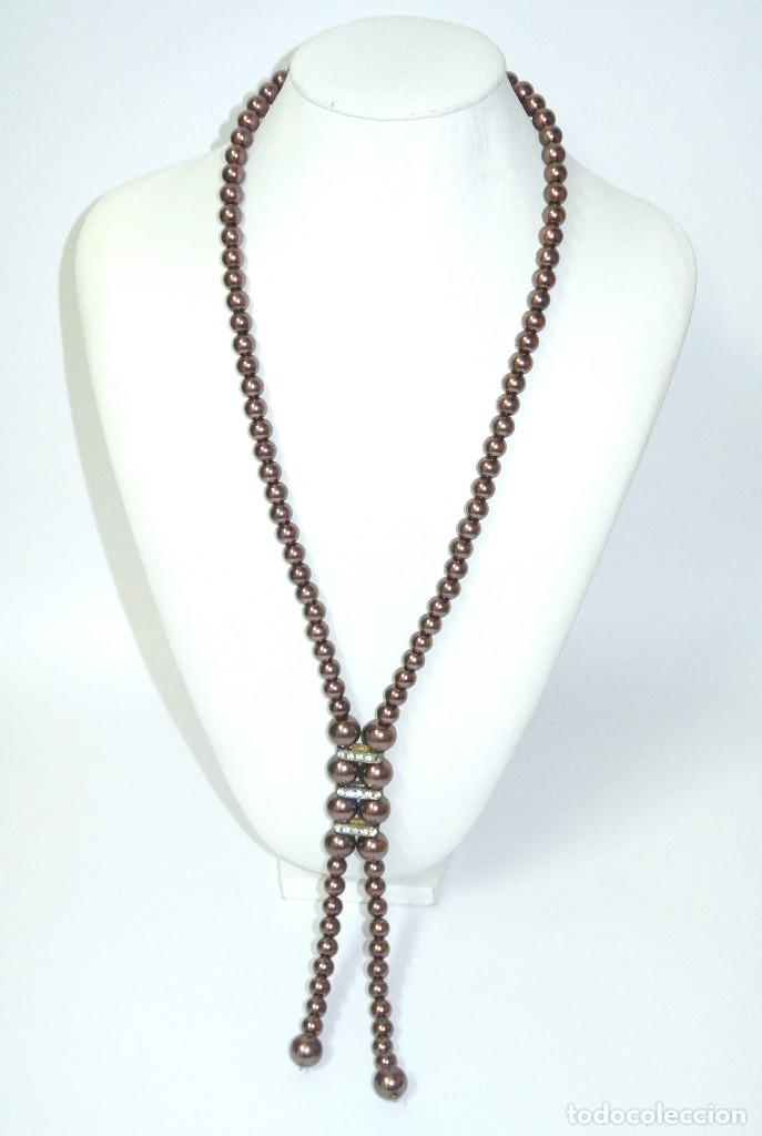 Joyeria: Collar perlas color marr&oacute;n chocolate, A&ntilde;o 2000, Nuevo - Foto 1