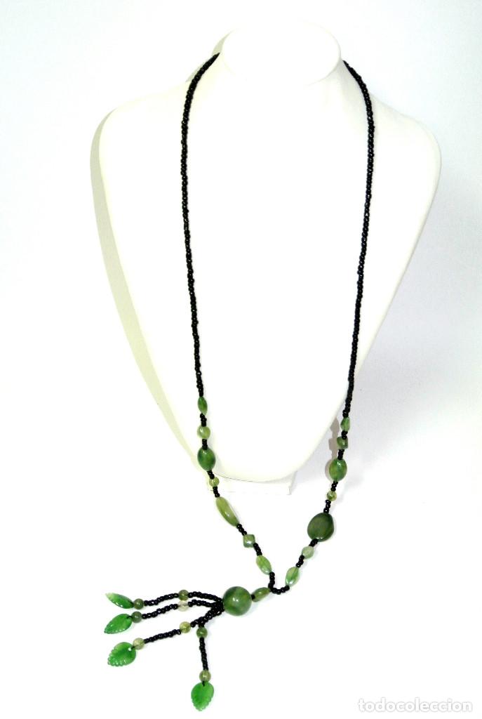 Joyeria: Collar bohemio largo color negro y verde, antial&eacute;rgico, A&ntilde;o 2000, Nuevo - Foto 1