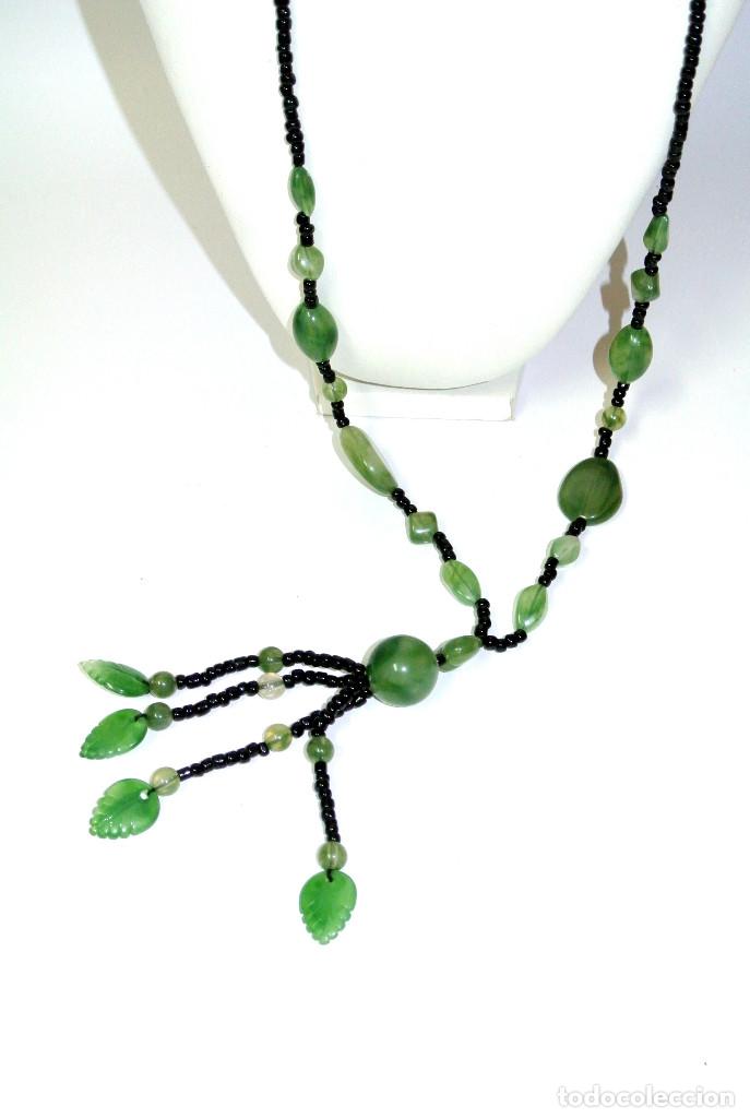Joyeria: Collar bohemio largo color negro y verde, antial&eacute;rgico, A&ntilde;o 2000, Nuevo - Foto 2