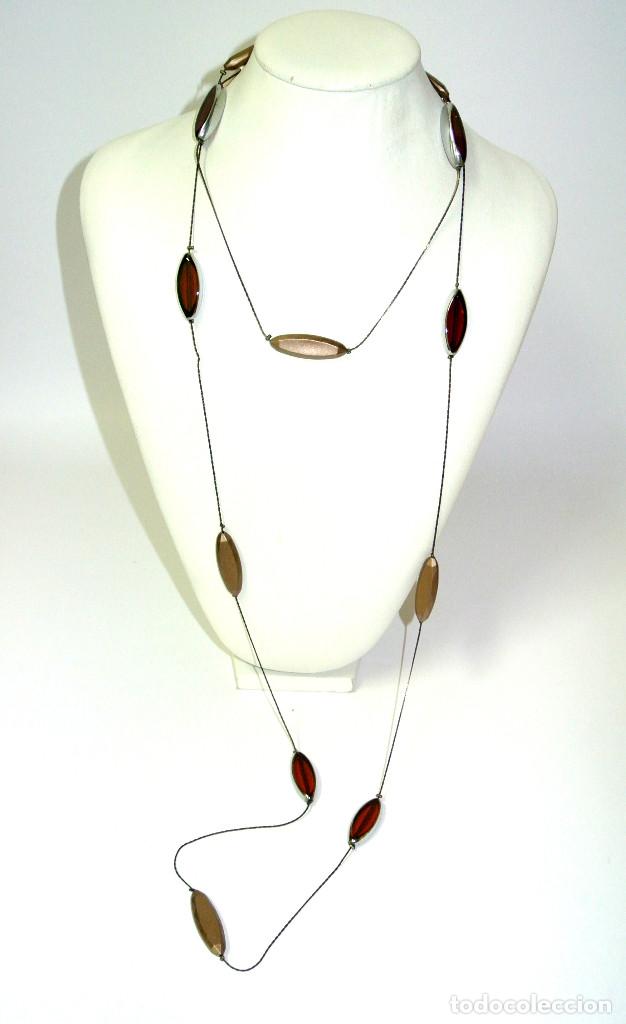 Joyeria: Collar largo color marr&oacute;n y plata, a&ntilde;o 2000, Nuevo - Foto 1