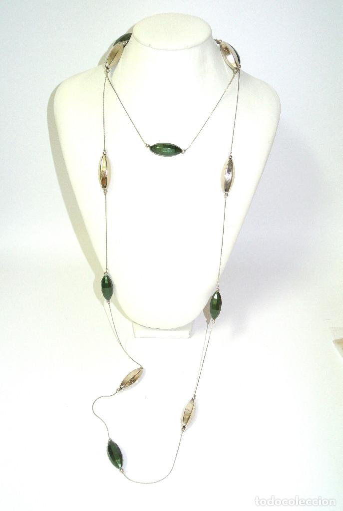 Joyeria: Collar largo color plata y verde, A&ntilde;o 2000, Nuevo - Foto 1