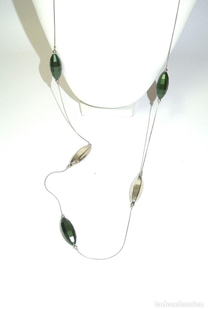 Joyeria: Collar largo color plata y verde, A&ntilde;o 2000, Nuevo - Foto 2
