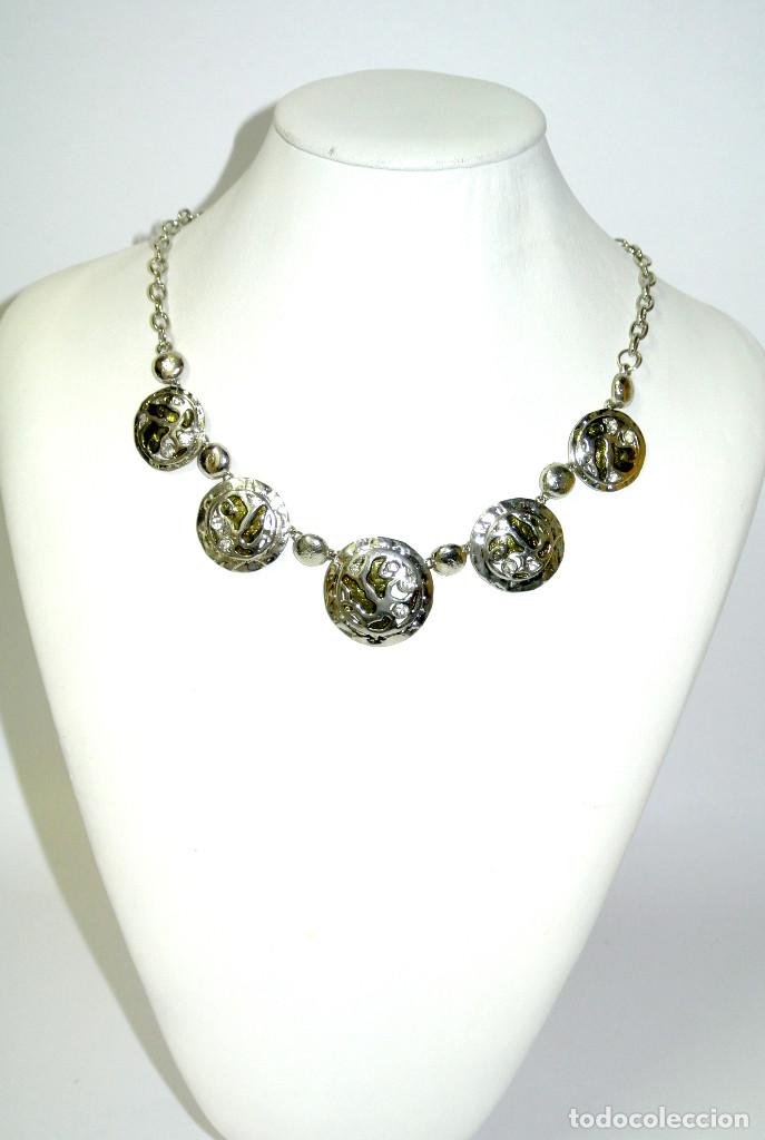 Joyeria: Collar corto color plata con gris, A&ntilde;o 2000, Nuevo - Foto 1