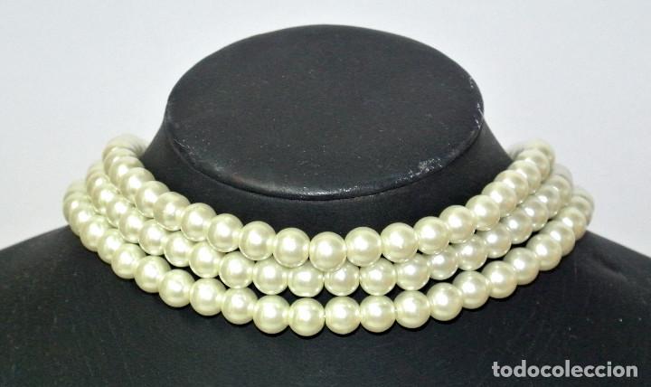 Joyeria: Gargantilla perlas 3 l&iacute;neas, A&ntilde;o 2000, Nueva - Foto 1