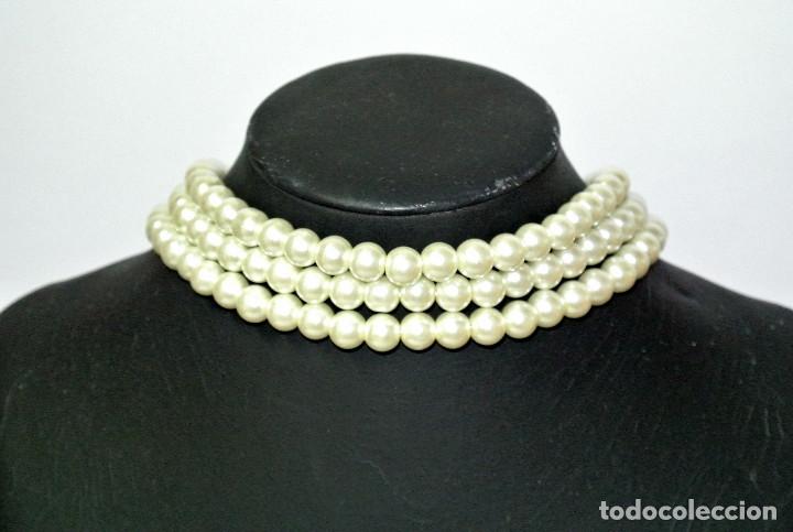 Joyeria: Gargantilla perlas 3 l&iacute;neas, A&ntilde;o 2000, Nueva - Foto 2
