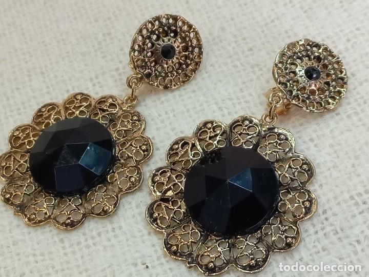 Joyeria: PENDIENTES-ISABELINOS largos (ROSET&Oacute;N) negro - Foto 2