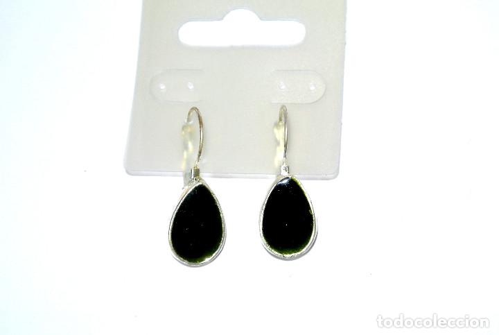 Joyeria: Pendientes color plata y verde, a&ntilde;o 2000, Nuevos - Foto 1