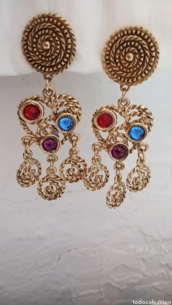 Joyeria: Pendientes antiguos largos colores - Foto 1