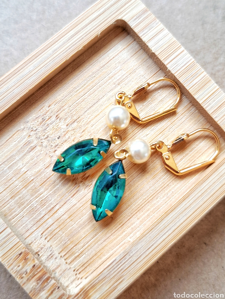Joaillerie: ⌛Pendientes vintage con cristal esmeralda