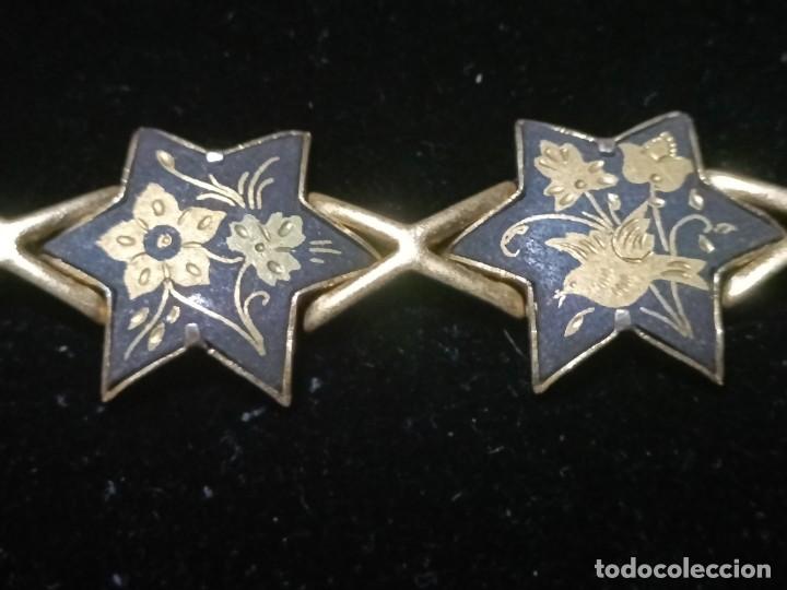 Joyeria: Antigua pulsera damasquinada en oro - Foto 1