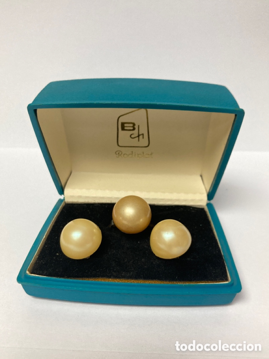 Schmuck: Juego de pendientes y anillo vintage en su estuche /xy10