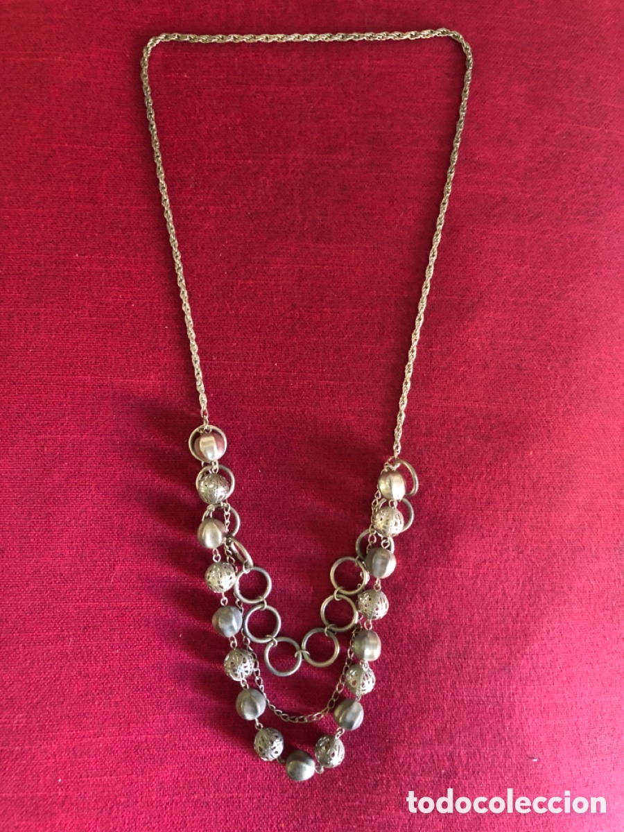Joalharia: Collar vintage bisuter&iacute;a a&ntilde;os 60 bolas y aros de metal