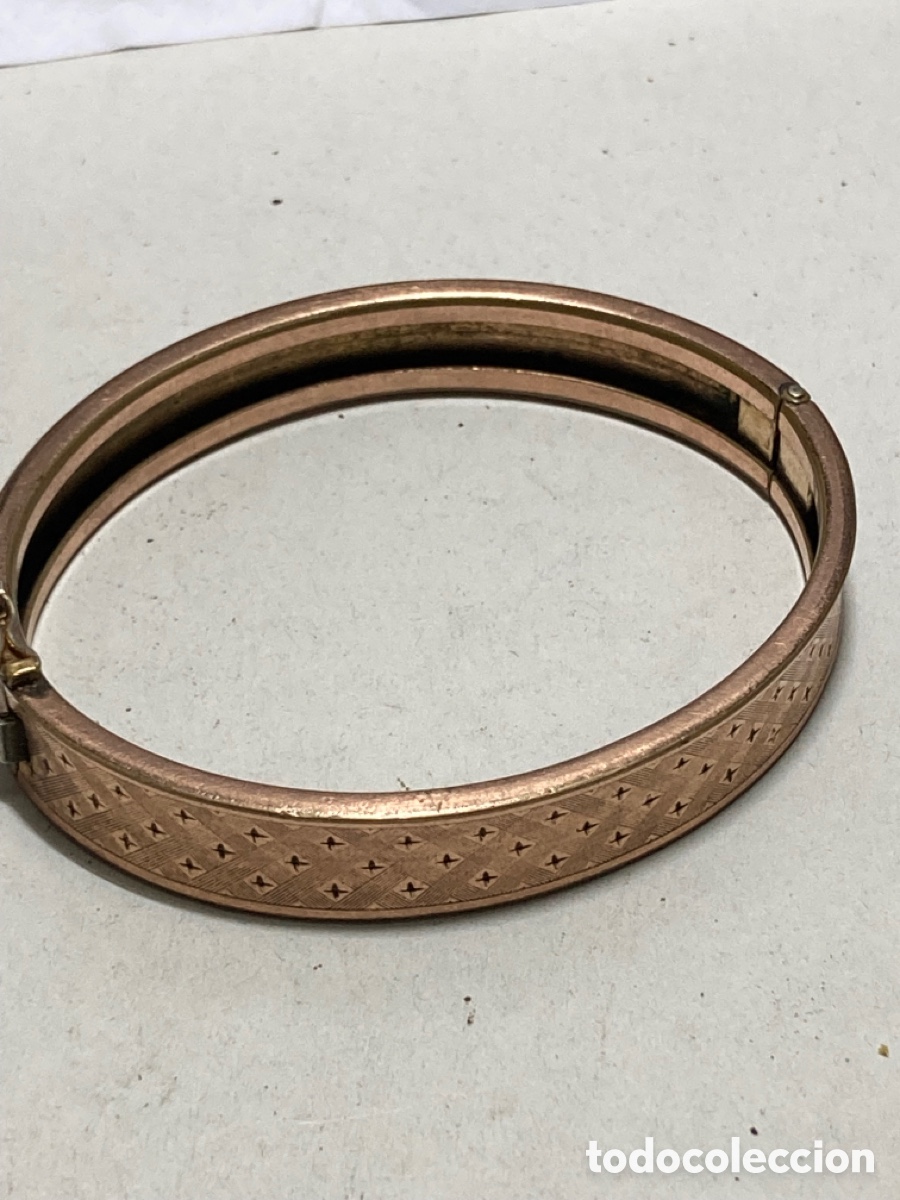 Joyeria: Pulsera ca&ntilde;a antigua chapada oro