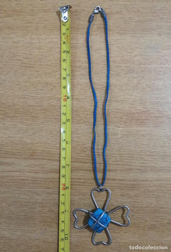 Joyeria: COLLAR, COLGANTE CON TURQUESA, FORMA TREBOL. - Foto 3