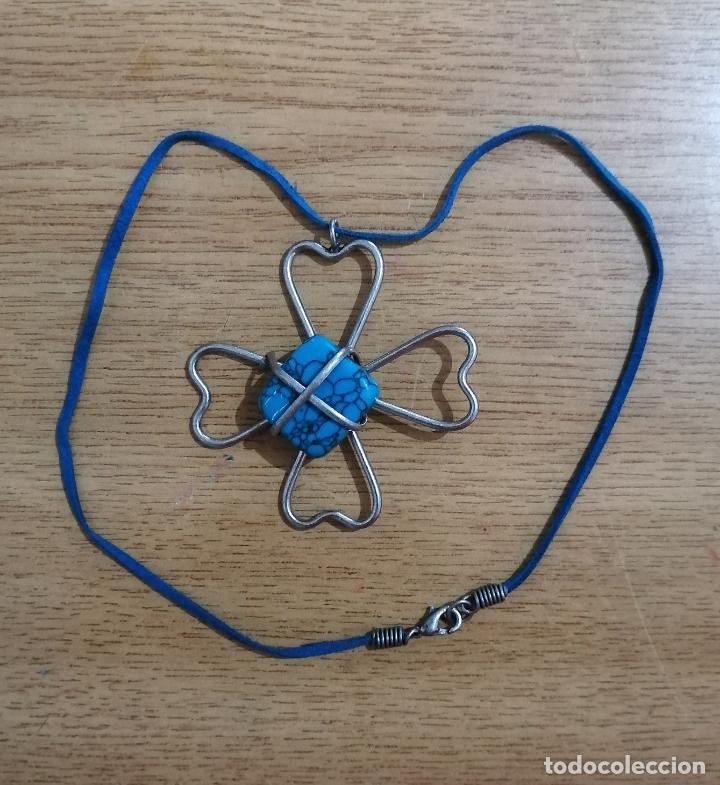 Joyeria: COLLAR, COLGANTE CON TURQUESA, FORMA TREBOL. - Foto 4