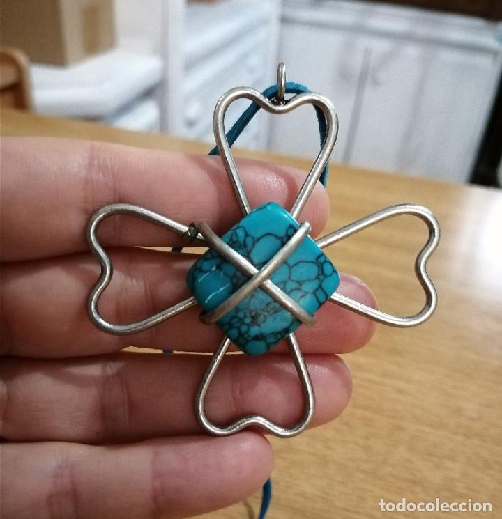 Joyeria: COLLAR, COLGANTE CON TURQUESA, FORMA TREBOL. - Foto 5