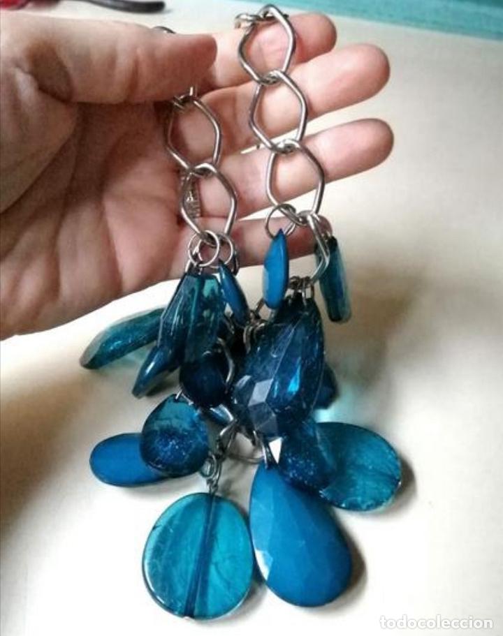 Joyeria: COLLAR CADENA PLATEADA CON COLGANTES AZULES. - Foto 4