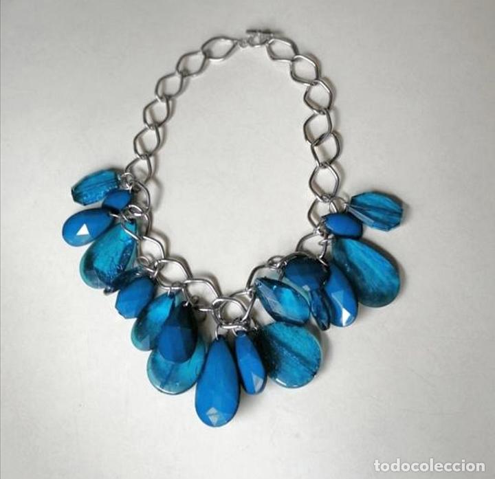 Joyeria: COLLAR CADENA PLATEADA CON COLGANTES AZULES. - Foto 5