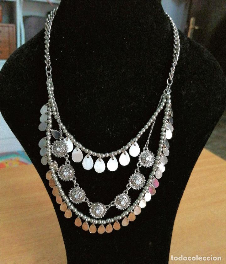 Joyeria: COLLAR CADENA PLATEADA Y NACAR, MORUNO, ARABESCO. - Foto 1