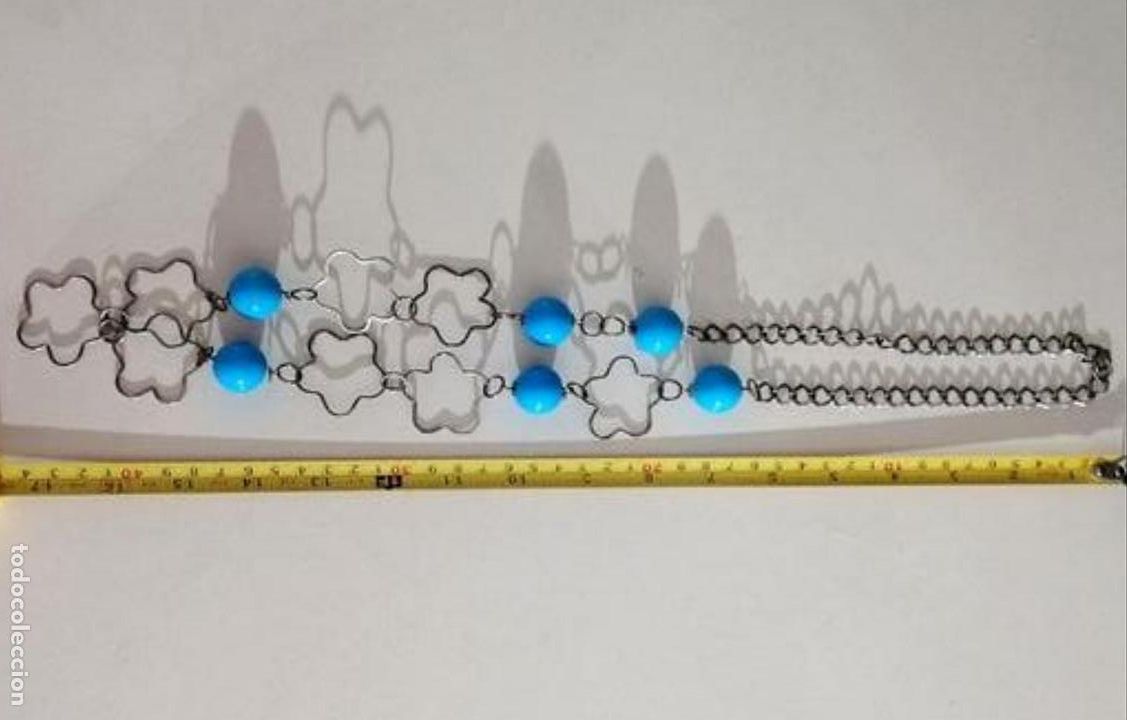 Joyeria: COLLAR PLATEADO CON CUENTAS AZULES. - Foto 4