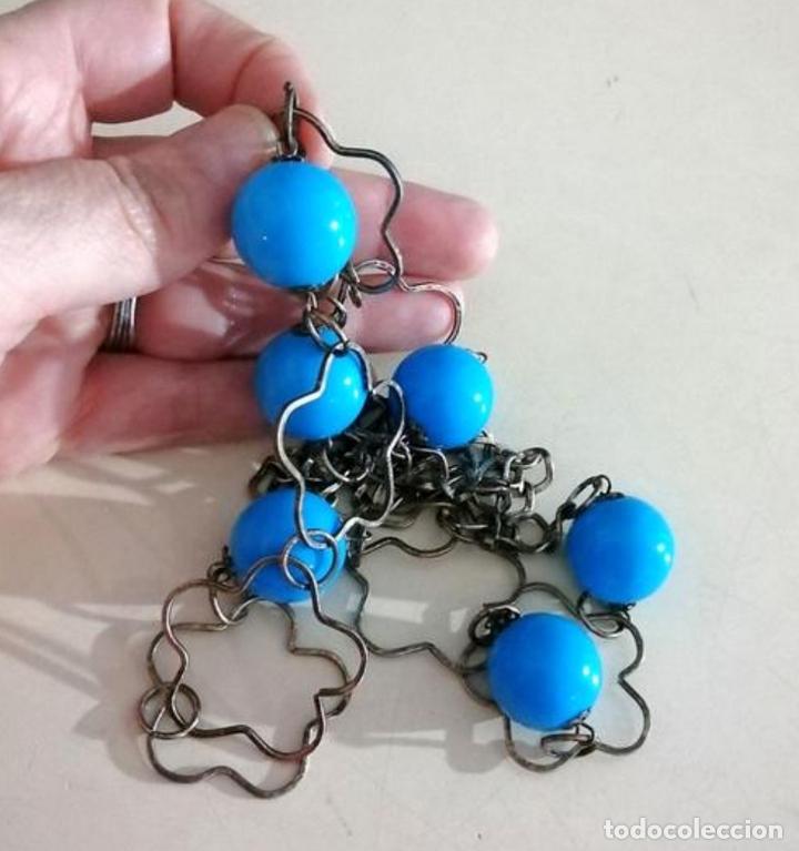 Joyeria: COLLAR PLATEADO CON CUENTAS AZULES. - Foto 1