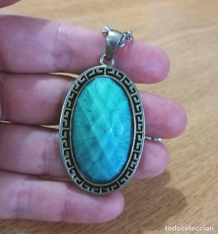 Joyeria: COLLAR, COLGANTE PLATEADO SIMIL TURQUESA CON CADENA. - Foto 3
