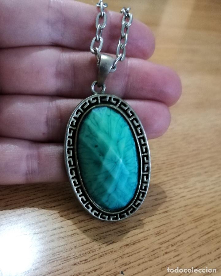 Joyeria: COLLAR, COLGANTE PLATEADO SIMIL TURQUESA CON CADENA. - Foto 7