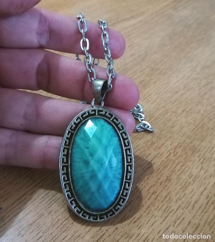 Joyeria: COLLAR, COLGANTE PLATEADO SIMIL TURQUESA CON CADENA. - Foto 8