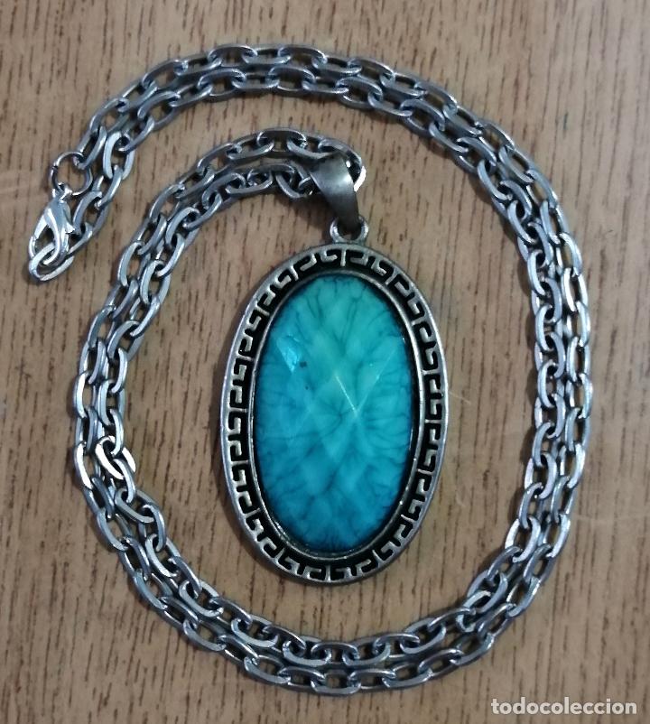 Joyeria: COLLAR, COLGANTE PLATEADO SIMIL TURQUESA CON CADENA. - Foto 9