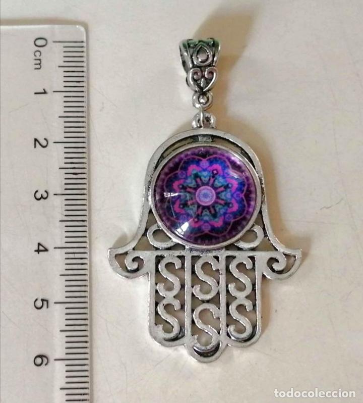 Joyeria: COLGANTE PLATEADO, MANO DE F&Aacute;TIMA, CON SIMIL TURQUESA. - Foto 4