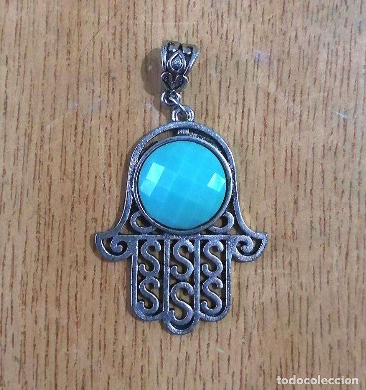 Joyeria: COLGANTE PLATEADO, MANO DE F&Aacute;TIMA, CON SIMIL TURQUESA. - Foto 5