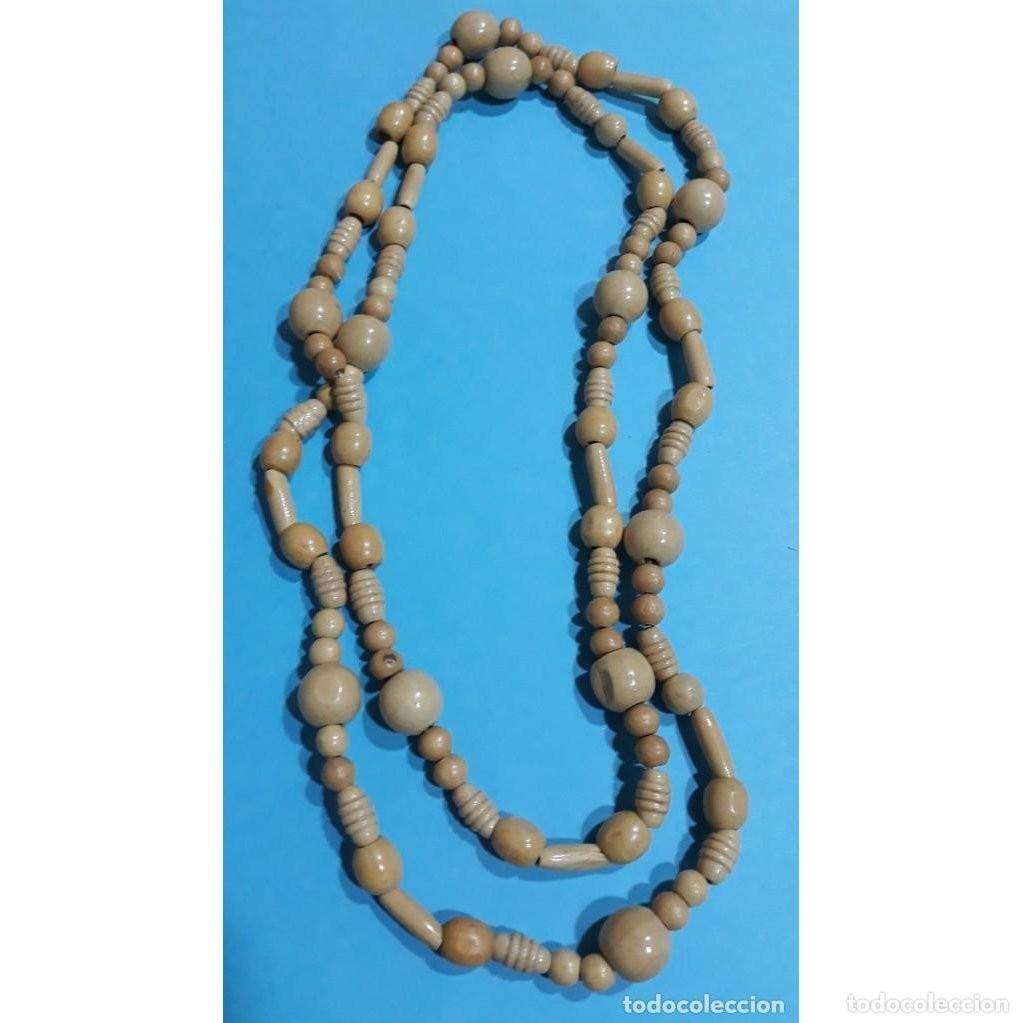 Joaillerie: bisuteria - collar - madera fina natural tipo ca&ntilde;a - largo - veraniego - sin estrenar - a&ntilde;os 70