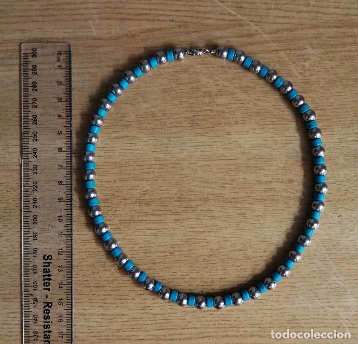 Joyeria: COLLAR METAL PLATEADO CON TURQUESA SIMIL. - Foto 6