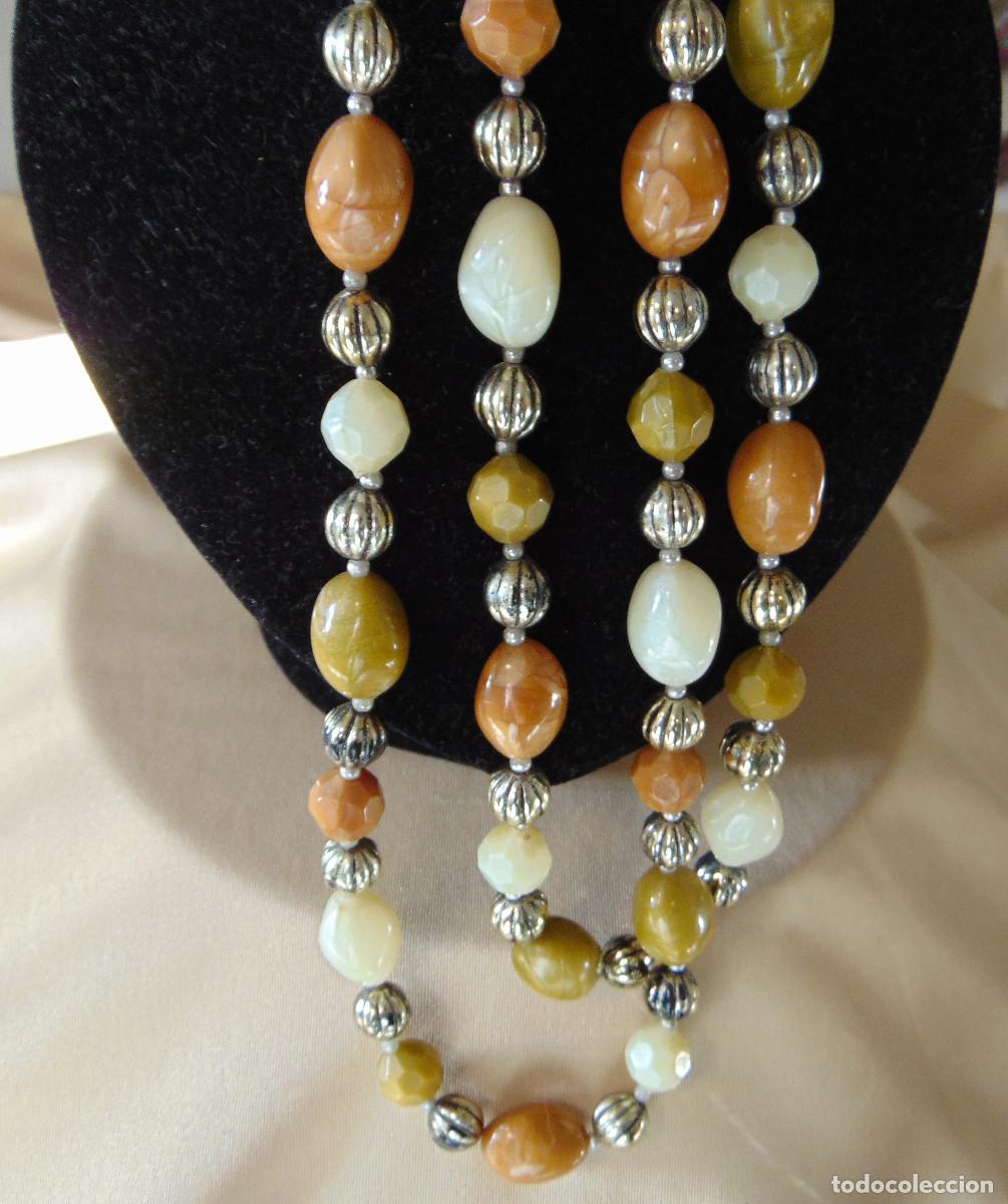 Joyeria: ELEGANTE COLLAR DE BISUTER&Iacute;A - SIN CIERRE - ADMITE DOBLE VUELTA -TONOS NACARADOS BLANCO VERDE MARR&Oacute;N