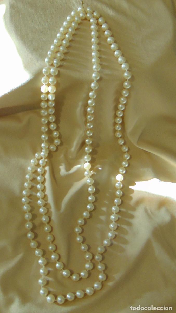 Joyeria: BONITO COLLAR IMITACI&Oacute;N PERLAS CON ENTRENUDOS - LIGERO, NO PESA- LARGO: 73 CMS X 2 - SIN CIERRE