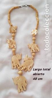 Schmuck: COLLAR VINTAGE ELEFANTES HUESO ARTESANAL