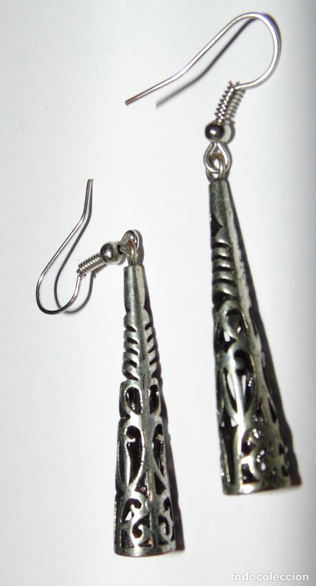 Joyeria: PENDIENTES DE METAL PLATEADO - 4 cms - Foto 2