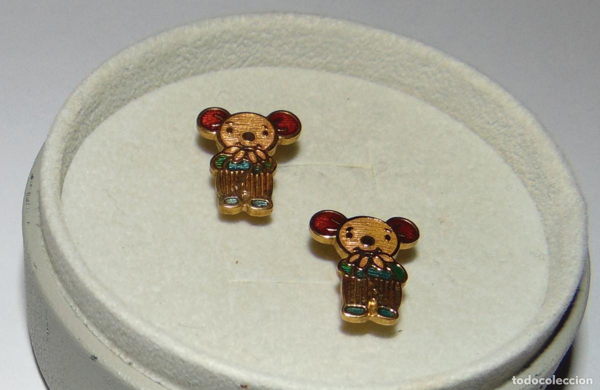 Gioielleria: PENDIENTES INFANTILES - PARA NI&Ntilde;AS - OSITO CON FLOR - LIGEROS, NO PESAN -