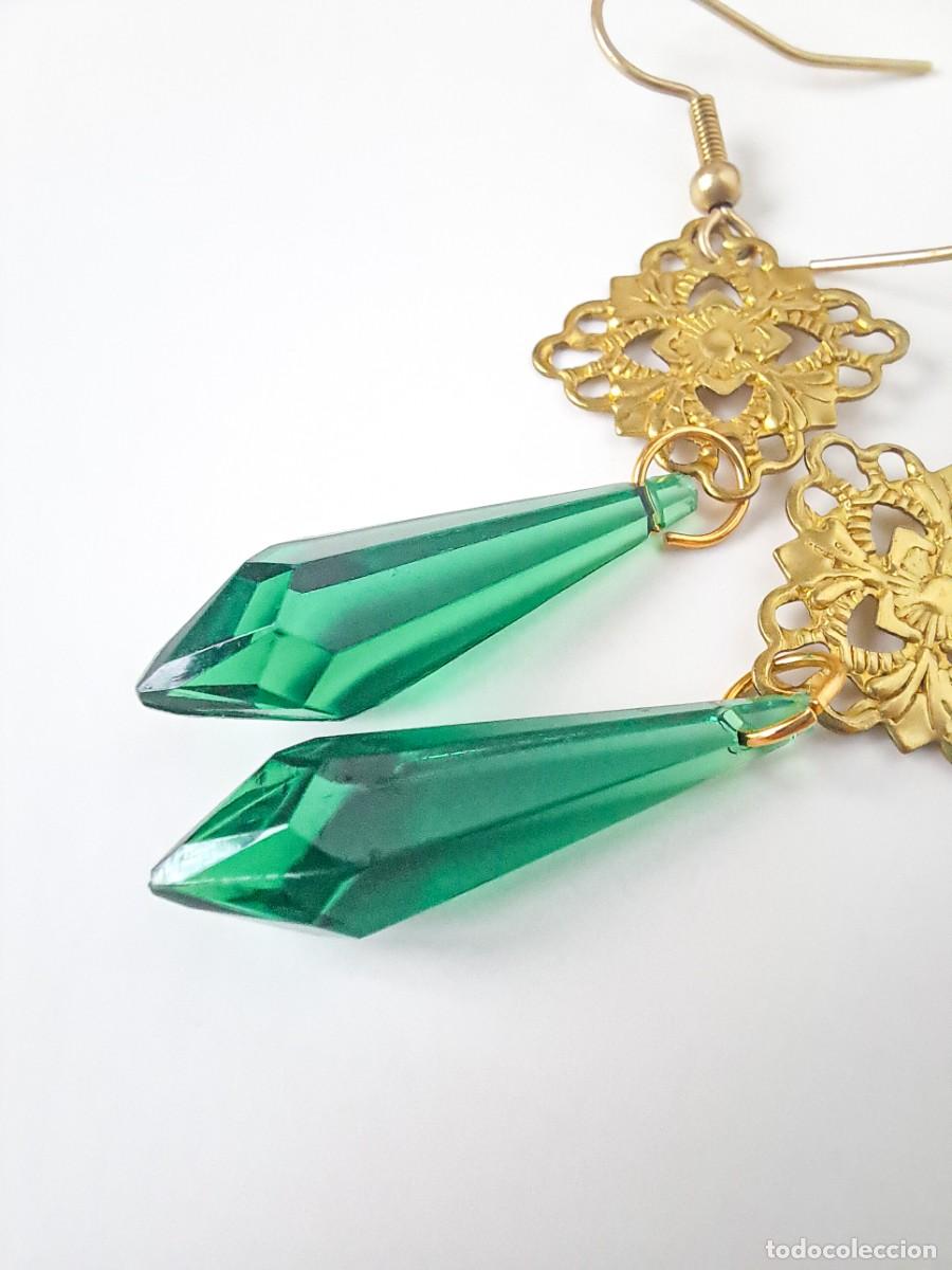 Gioielleria: ⌛Pendientes vintage a&ntilde;os 80 l&aacute;grima color esmeralda.